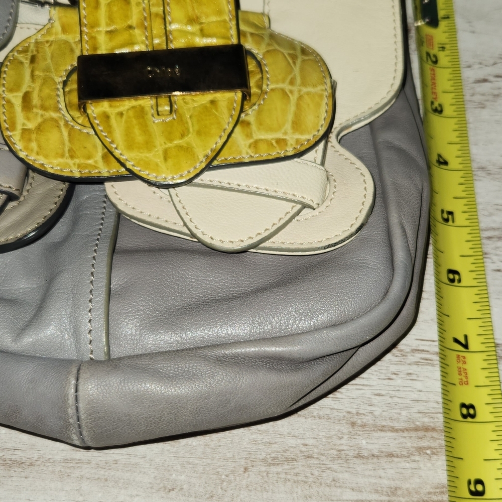 Chloe Wristlet Bag Gray Cream Snake Yellow. Leather Good Needs Some Cleaning. - Picture 7 of 16